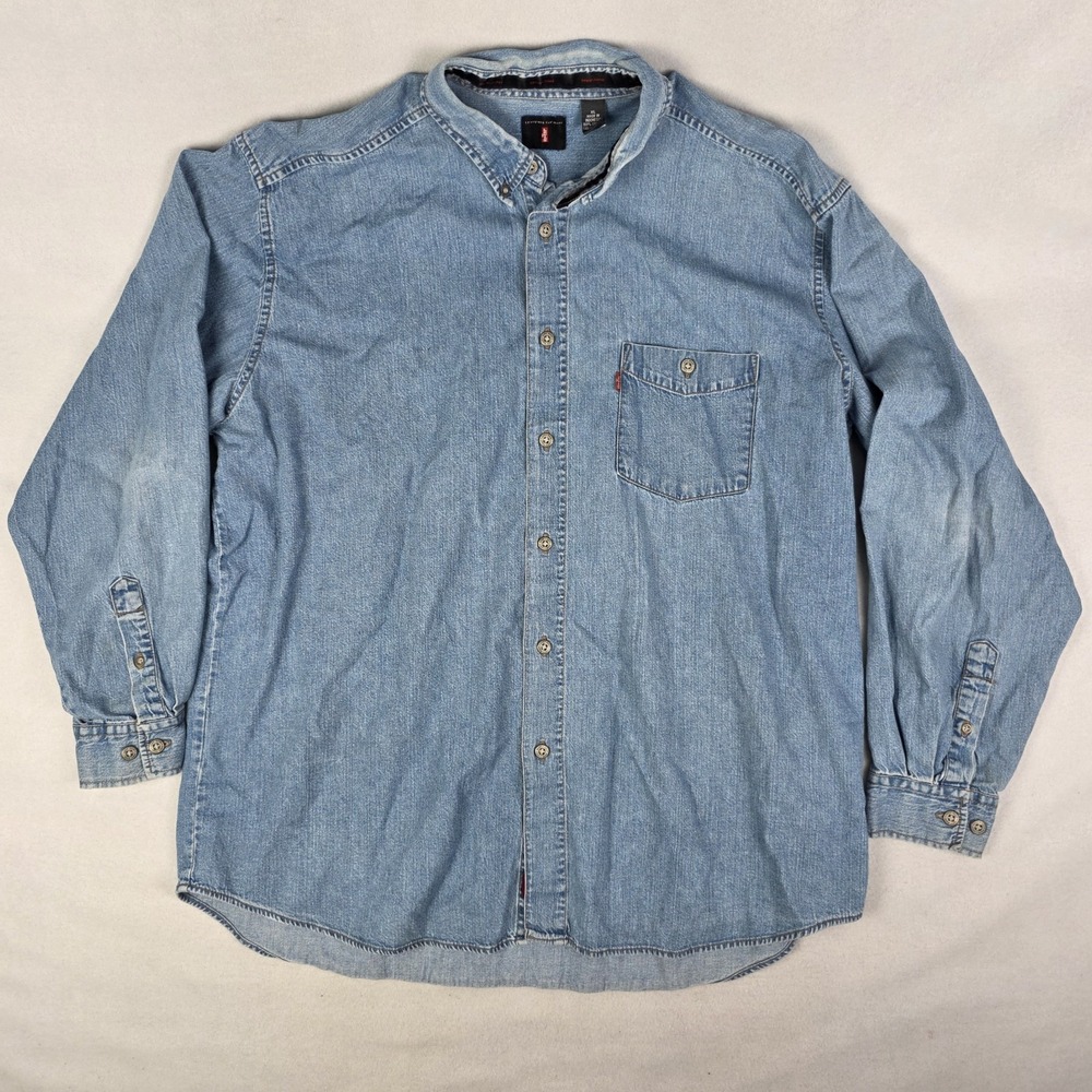 Vintage 90s Levis Denim Shirt Mens XL Blue Jean Button Long Sleeve